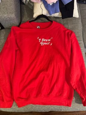7 Brew Red '7 Brew Lover' Crewneck Sweater